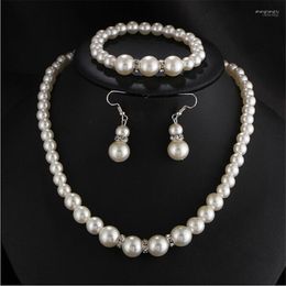 Necklace Earrings Set & Pearl Bracelet Baroque Simulation For Women Party Wedding Gift Trendy