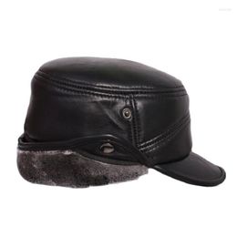 Visors Fashion Middle And Old People's Leather Hat Winter Outdoor People Thin Warm Ear Hats Man