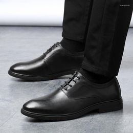 Dress Shoes Men's Derby Genuine Leather 2022 Formal Male Classics Black Brown Elegant Office For Men Wedding Shoe Man