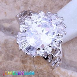 Wedding Rings Tantalizing White CZ Silver Plated Ring Size 5 / 6 8 D046