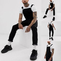 Men's Jeans 32x30 Mens Pocket Overall Jumpsuit Streetwear Suspender Pants