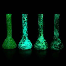 Hookahs glow in the dark and printed 7.4'' small silicone beaker bong hookah shisha water pipes stock in USA warehouse