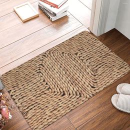 Carpets Mediterranean Rattan Doormat Rug Carpet Mat Footpad Polyester Non-slip Cushion Floor Entrance Bedroom Balcony Foot Pad