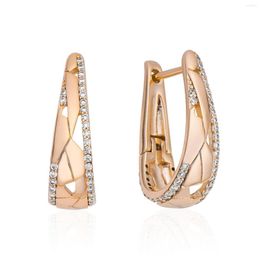 Dangle Earrings Hanreshe 585 Rose Gold Color Earring Graceful Lines Openwork Crystal For Woman Girl Party Accessories