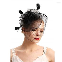 Headpieces Fascinator Hair Clips Hat Wedding Bridal Hairpins Mesh Yarn Feather Flower For Party Women Hairpin Accessories