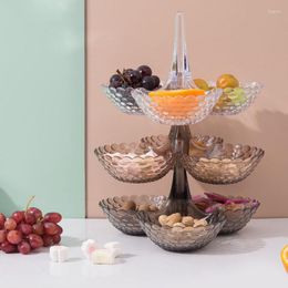 Plates Creative Lazy Snack Bowl Plastic Multi-Layer Snacke Storage Box Living Room Party Fruit Candy Plate Dessert Holder Rack