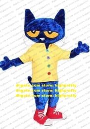 Pete the Cat Mascot Costume da cartone animato per adulti Outfit Abito per feste per feste per feste ZX448