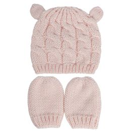 2 PCS Baby Kids Girls Boys Winter Warm Knit Hat Cute Glove Lovely Beanie Cap Set 0-18 Month RRE15254