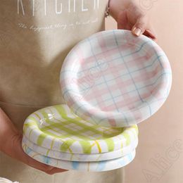 Plates Creative Cloth Pattern Ceramic Dinner Nordic Lattice Breakfast Bread Dessert Plate Restaurant Sushi Home Tableware