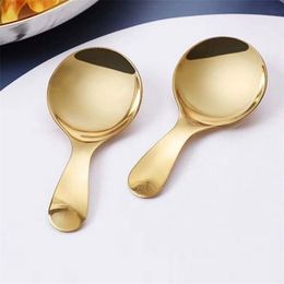 2Pcs/Set Cute 304 Stainless Steel Mini Spoon / Ice Cream Sugar Salt Spice Spoon / Short Handled Tea Coffee Scoop - Kitchen Tools