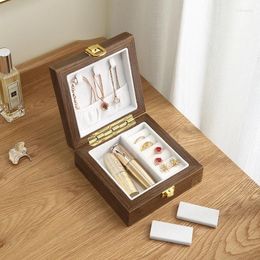 Jewellery Pouches SunsetAtheart Portable Luxury Wooden Small Box Organiser Travel Wood Velvet Jewellery Ring Necklace Storage Display Case