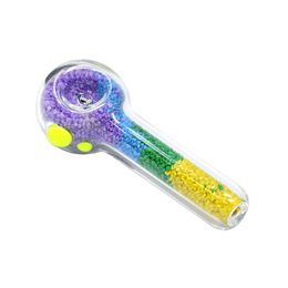 Colourful Pyrex Thick Glass Pipes Natural Sand Stone Portable Innovative Spoon Philtre Dry Herb Tobacco Bong Handpipe Handmade Oil Rigs Smoking Cigarette Holder DHL