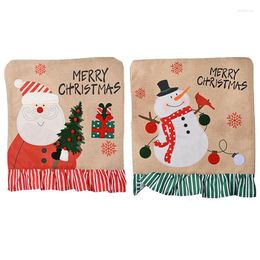 Chair Covers Christmas Merry Slipcovers Santa Claus Snowman Party Dining Room Decoration Seat Cover