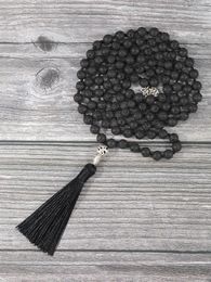 Pendant Necklaces YUOKIAA Mala Beads Necklace Natural Lava Rock Prayer Yoga Spirituality Bohemian Tassel Gourd Tree Of Life Beaded Choker