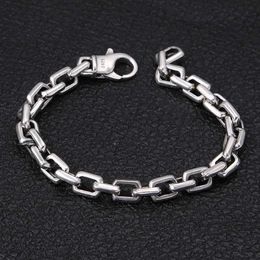 925 STERLING SLATER LNTERLocking Square Bracelet Chain For Women Man Moda Charm de noivado de casamento Jóias 009