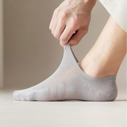 Men's Socks CottvoMens Solid Color Summer Breathable Mesh Cotton No Show Low Cut Silicone Anti-Slip Sports Boat 3 Pairs