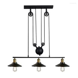 Pendant Lamps Vintage 3 Head Iron American Bar Lights Coffee House Indoor Lighting Cord Wire E27 Lamp Holder 110-240V