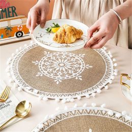 Table Mats Braided Insulation Coasters Jute Rope Handmade Round Heat Resistant Placemats Household Dish Pad Kitchen Supplies