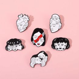 girl head portrait dark series face funny Jewellery accessories metal badge clothing scarves button