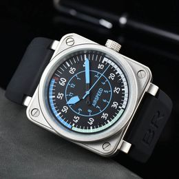 Top luxury brand men's mechanical watch business leisure square digital face series stainless steel case leather watch