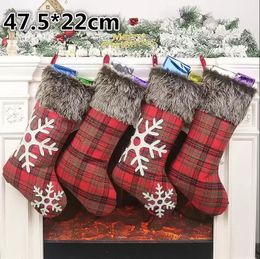 Christmas Decorations Santa Claus Gift Socks Plush Xmas Stocking With Hanging Rope Ornament Wholesale RRA36