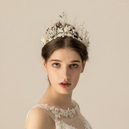 Headpieces O881 Wedding Tiara Metal Hair Hoop Fashion Pearl Crystal Woman Bridal Hairpiece Crown Decoration For Bride