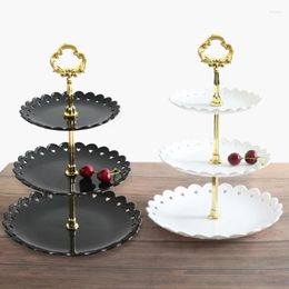 Plates European Tray Holiday Party Three-layer Fruit Plate Dessert Candy Dish Cake Stand Self-help Display Home Table Decoration Trays