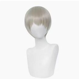 2022 New Popular synthetic short animation silver white wig