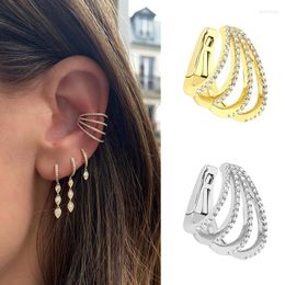 Backs Earrings Folding Ear Clip Without Pierced Ears Female Micro Inlaid European And American Bone Geometric Painless Hook