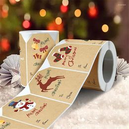 Gift Wrap 250pcs/roll Kraft Paper Merry Christmas Stickers Snowman/Elk Xmas Name Tags Year Party Present Sealing Label Home Decor