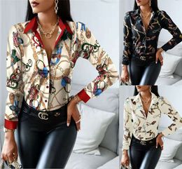 Fashion Long Sleeve Printing Shirts Women Casual Button Up Shirt for Women Office Lady Blouse Female Tops New Clothing