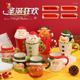 Mugs Creative Cartoon Mug Female Student Korean Cute Ceramic Christmas Water With Lid Milk