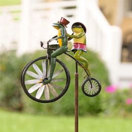 Vintage Bicycle Metal Wind Spinner Animal Motorcycle Windmill Garden Decoration Drops hipping 220721