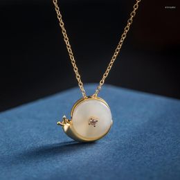 Chains Charm S925 Sterling Silver Nephrite Snail Neck Pendants For Women Boutique Fine Jewelry Cute Animal Pendant And Necklace