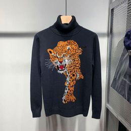 Men's Sweaters Fashion 2022 Designer Pullover Cashmere Top Quality Men's Turtleneck Sweater Super Big Tiger Brand Diamond Pattern