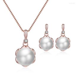 Necklace Earrings Set & 2022 Bride Wedding Jewelry Fashion Geometric Pearl Pendant Chokers Drop For Women Jewellry