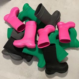 Designer-Regenstiefel aus Gummi mit rundem Kopf, luxuriöser, wasserdichter Gummistiefel