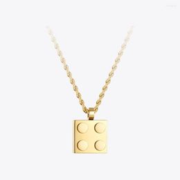 Pendant Necklaces ENFASHION Building Block Necklace For Women Items Stainless Steel Collar Gold Colour Jewellery P223283