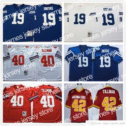 NEW Football Jerseys Football Jerseys NCAA College 75th Vintage Football Mitchell and Ness 40 Pat Tillman Jersey Stitched 19 Johnny Jerseys