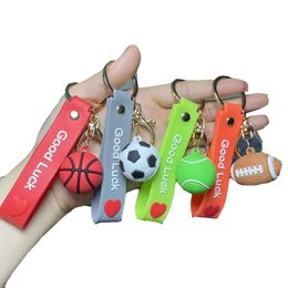 Keychains Lanyards World Cup Football Silicone Sports Keychain Souvenir Gift Key Ring