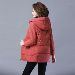 Women's Trench Coats 5XL Plus Size Women Loose Warm Parka Jackets Coat Outwear Down 2022 Winter Cotton Padded Hooded Solid Zipper Parkas