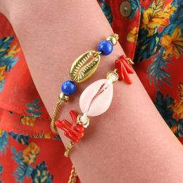 Charm Bracelets CHICVIE Fashion Cowrie Shell Jewelry Bangles For Women Bohemian Beach Bracelet Gold Chain SBR190092