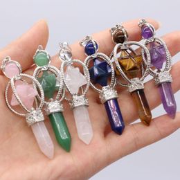 Pendant Necklaces Style Necklace Natural Stone Cylindrical Carbamyl For Jewelry Making DIY Accessory