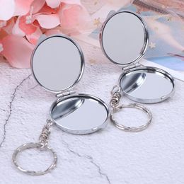 Keychains 1PCS Portable Folding Mirror Key Chain Pocket Compact Makeup Cosmetic With Ring