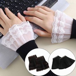 Knee Pads Detachable Cuffs Lace Ruffles Elbow Sleeve Cuff Fake Arm Cover Scar Gloves Sun Protection Female Transparent