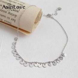 Cavalchi Asinlove Real 925 Sterling in argento geometrico tondo rotondo caviglia per donne fascino da regalo per la personalit￠
