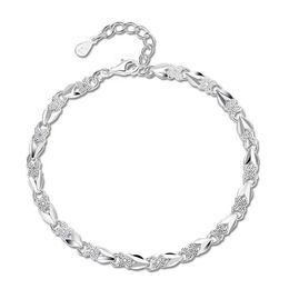 999 pulseira de prata esterlina Hollow 4mm 16cm Cadeia ajustável para mulheres Jóias de noivado de casamento Jóias diárias de festa 001