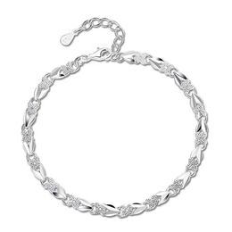 999 Sterling Silver Armband Hollow 4mm 16cm Justerbar kedja för kvinnlig man Bröllopsengagemangsmycken Dagliga festgåvor 001