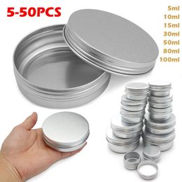 Storage Bottles 5/50Pcs Round Aluminium Box Tin 5ml 10ml 15ml 30ml 50ml 80ml 100ml Screw Top Lid Beard Lip Oil Craem Empty Can