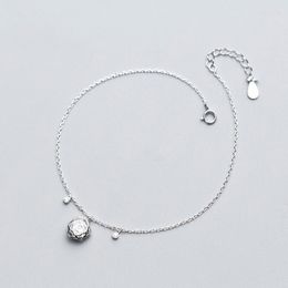 Anklets Real 925 Sterling Silver Women's Anklet Rose Flower Bracelet On The Leg Foot Chain Socks Fashion Fine Jewelry